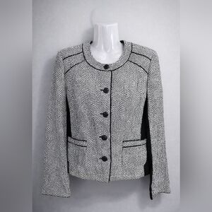 Gerry Weber Tweed-Style Button-Front Cardigan Jacket - Black/White - M